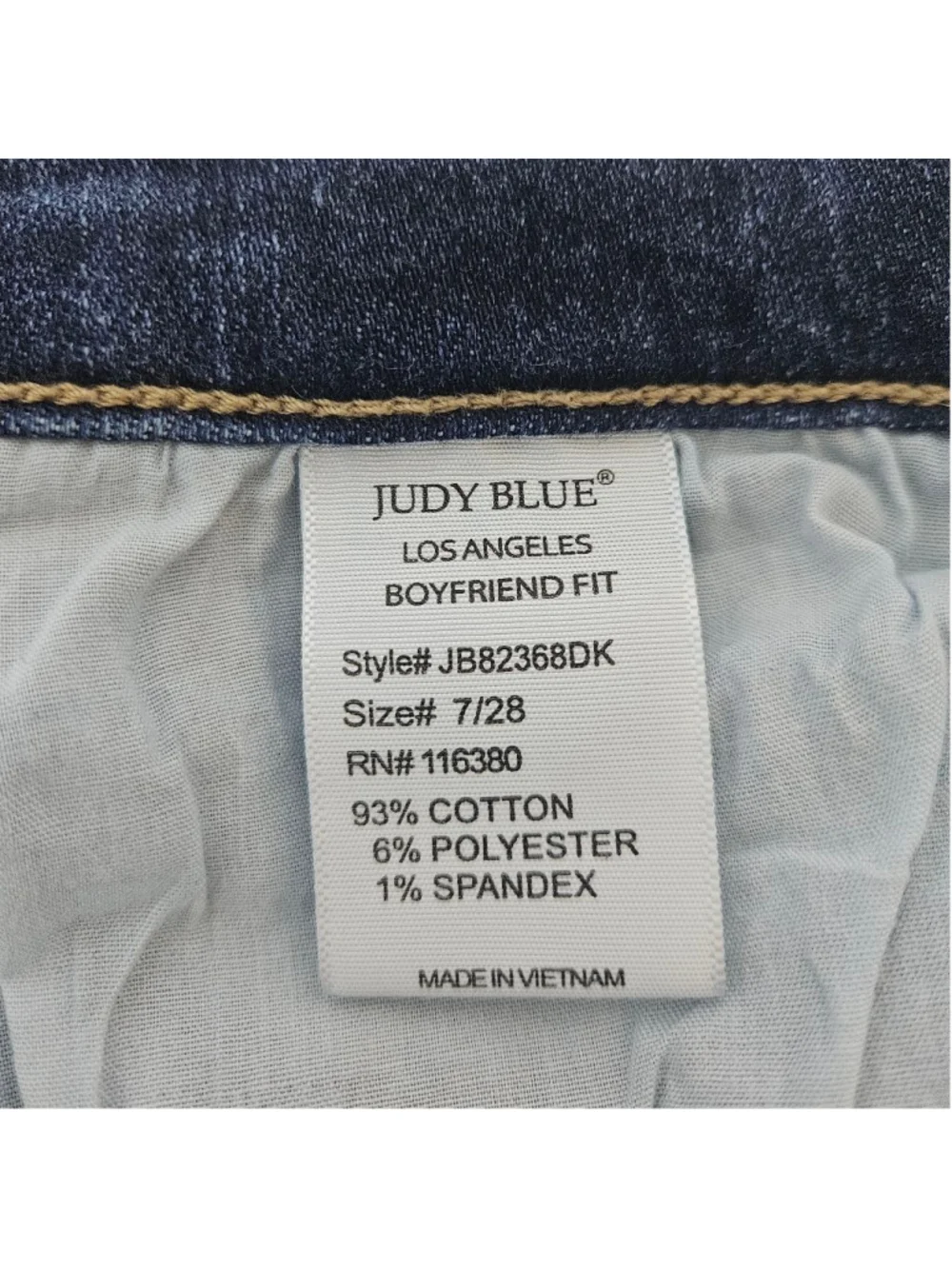 Judy Blue Boyfriend Fit Blue Jeans Size 7/28 stretchy - Picture 7 of 12